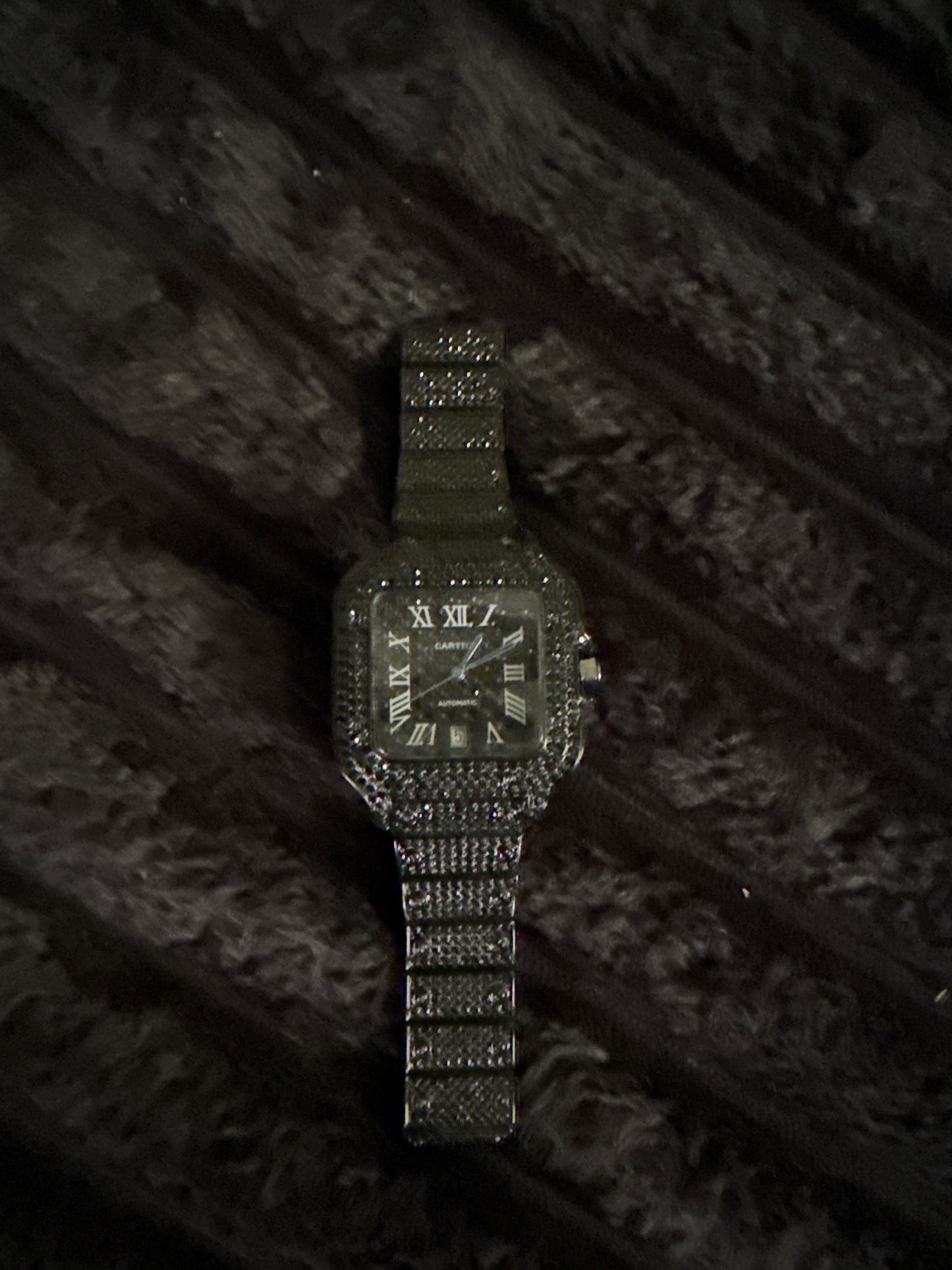 Santos Cartier iced out (black diamond)