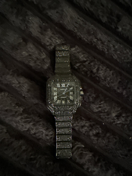 Santos Cartier iced out (black diamond)